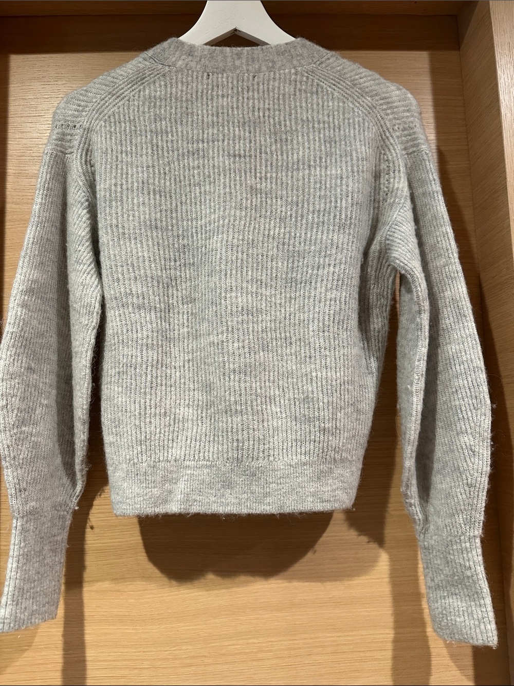 Quince Light Gray Ribbed V-Neck Button-Up Cardigan - Picture 8 of 8